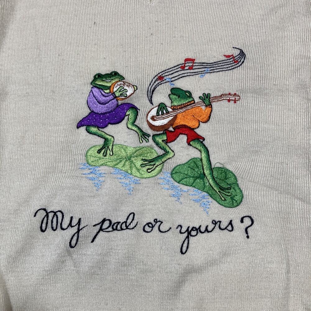 Frog Sweater S 90s 00s Y2k My Pad Or Yours Funny Parody Humor Pullover Crewneck - Picture 3 of 9